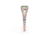Rose gold Fancy Green Radiant Cut Diamond Split Shank Pavé Engagement Ring with Four-Prong Setting_76