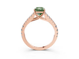 Rose gold Fancy Green Radiant Cut Diamond Split Shank Pavé Engagement Ring with Four-Prong Setting_77