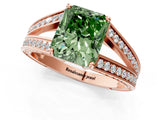 Rose gold Fancy Green Radiant Cut Diamond Split Shank Ring with Pavé Band and Four-Prong Setting_59