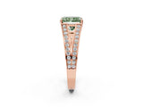 Rose gold Fancy Green Radiant Cut Diamond Split Shank Ring with Pavé Band and Four-Prong Setting_60