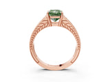 Rose gold Fancy Green Radiant Cut Diamond Split Shank Ring with Pavé Band and Four-Prong Setting_61
