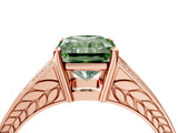 Rose gold Fancy Green Radiant Cut Diamond Split Shank Ring with Pavé Band and Four-Prong Setting_62