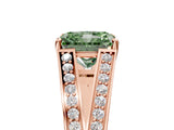 Rose gold Fancy Green Radiant Cut Diamond Split Shank Ring with Pavé Band and Four-Prong Setting_63