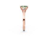 Rose gold Fancy Green Radiant Cut Diamond Three-Stone Engagement Ring with Prong Setting and Pavé Band_2