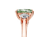 Rose gold Fancy Green Radiant Cut Diamond Three-Stone Engagement Ring with Prong Setting and Pavé Band_5
