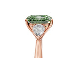 Rose gold Fancy Green Radiant Cut Diamond Three-Stone Ring with Pear Side Stones and Four-Prong Setting_77