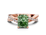 Rose gold Fancy Green Radiant  Cut Diamond Twist Band Solitaire with Prong Setting_38