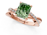 Rose gold Fancy Green Radiant  Cut Diamond Twist Band Solitaire with Prong Setting_39