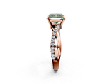 Rose gold Fancy Green Radiant  Cut Diamond Twist Band Solitaire with Prong Setting_40