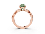 Rose gold Fancy Green Radiant  Cut Diamond Twist Band Solitaire with Prong Setting_41