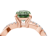 Rose gold Fancy Green Radiant  Cut Diamond Twist Band Solitaire with Prong Setting_42