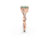 Rose gold Fancy Green Radiant  Cut Diamond Twisted Band Engagement Ring with Prong Setting_5