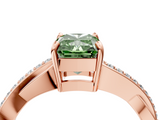 Rose gold Fancy Green Radiant  Cut Diamond Twisted Band Engagement Ring with Prong Setting_7