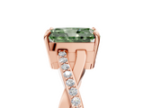 Rose gold Fancy Green Radiant  Cut Diamond Twisted Band Engagement Ring with Prong Setting_8
