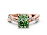 Rose gold Fancy Green Radiant  Cut Diamond Twisted Band with Pavé Setting and Four-Prong Setting_20