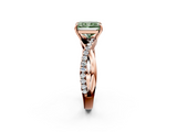 Rose gold Fancy Green Radiant  Cut Diamond Twisted Band with Pavé Setting and Four-Prong Setting_22