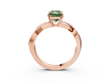 Rose gold Fancy Green Radiant  Cut Diamond Twisted Band with Pavé Setting and Four-Prong Setting_23