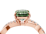 Rose gold Fancy Green Radiant  Cut Diamond Twisted Band with Pavé Setting and Four-Prong Setting_24