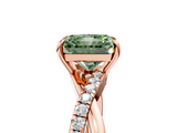 Rose gold Fancy Green Radiant  Cut Diamond Twisted Band with Pavé Setting and Four-Prong Setting_25