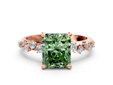 Rose gold Fancy Green Radiant  Cut Diamond Vine Band with Four-Prong Setting_74