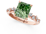 Rose gold Fancy Green Radiant  Cut Diamond Vine Band with Four-Prong Setting_75