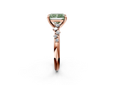 Rose gold Fancy Green Radiant  Cut Diamond Vine Band with Four-Prong Setting_76