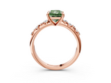 Rose gold Fancy Green Radiant  Cut Diamond Vine Band with Four-Prong Setting_77