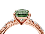 Rose gold Fancy Green Radiant  Cut Diamond Vine Band with Four-Prong Setting_78