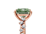 Rose gold Fancy Green Radiant  Cut Diamond Vine Band with Four-Prong Setting_79