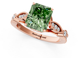 Rose gold Fancy Green Radiant  Cut Diamond with Milgrain Marquise and Bezel Accents on a Solitaire Band with Prong Setting_192