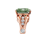 Rose gold Fancy Green Radiant  Cut Diamond with Milgrain Marquise and Bezel Accents on a Solitaire Band with Prong Setting_196