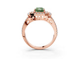 Rose gold Fancy Green Radiant  Cut Double Halo Diamond Engagement Ring with Pave Band and Four-Prong Setting_45