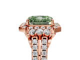 Rose gold Fancy Green Radiant  Cut Double Halo Diamond Engagement Ring with Pave Band and Four-Prong Setting_47