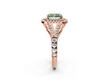 Rose gold Fancy Green Radiant  Cut Double Halo Split Shank Diamond Ring with Prong Setting_51