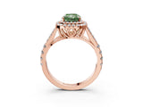Rose gold Fancy Green Radiant  Cut Double Halo Split Shank Diamond Ring with Prong Setting_52