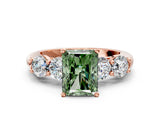 Rose gold Fancy Green Radiant  Cut Five-Stone Prong Set Diamond Ring with Classic Band_32