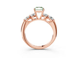 Rose gold Fancy Green Radiant  Cut Five-Stone Prong Set Diamond Ring with Classic Band_35