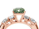 Rose gold Fancy Green Radiant  Cut Five-Stone Prong Set Diamond Ring with Classic Band_36