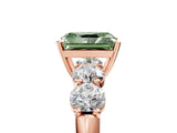Rose gold Fancy Green Radiant  Cut Five-Stone Prong Set Diamond Ring with Classic Band_37