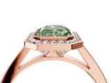 Rose gold Fancy Green Radiant Cut Halo Bezel Diamond Pave Band Ring_4