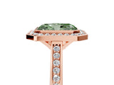 Rose gold Fancy Green Radiant Cut Halo Bezel Diamond Pave Band Ring_5