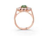 Rose gold Fancy Green Radiant Cut Halo Cluster Diamond Ring with Pave Band and Four-Prong Setting_15