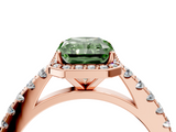 Rose gold Fancy Green Radiant  Cut Halo Diamond Engagement Ring with Pave Band and Four-Prong Setting_33