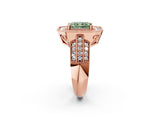 Rose gold Fancy Green Radiant Cut Halo Diamond Engagement Ring with Pave Split Shank and Four-Prong Setting_2