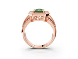 Rose gold Fancy Green Radiant Cut Halo Diamond Engagement Ring with Pave Split Shank and Four-Prong Setting_3