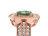 Rose gold Fancy Green Radiant Cut Halo Diamond Engagement Ring with Pave Split Shank and Four-Prong Setting_5