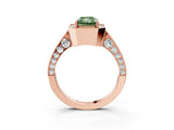 Rose gold Fancy Green Radiant Cut Halo Diamond Engagement Ring with Split Shank Band and Four-Prong Setting_3