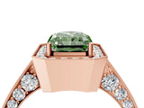 Rose gold Fancy Green Radiant Cut Halo Diamond Engagement Ring with Split Shank Band and Four-Prong Setting_4