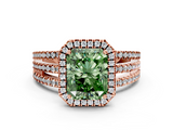 Rose gold Fancy Green Radiant  Cut Halo Diamond Engagement Ring with Split Shank and Four-Prong Setting_20