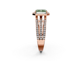 Rose gold Fancy Green Radiant  Cut Halo Diamond Engagement Ring with Split Shank and Four-Prong Setting_22